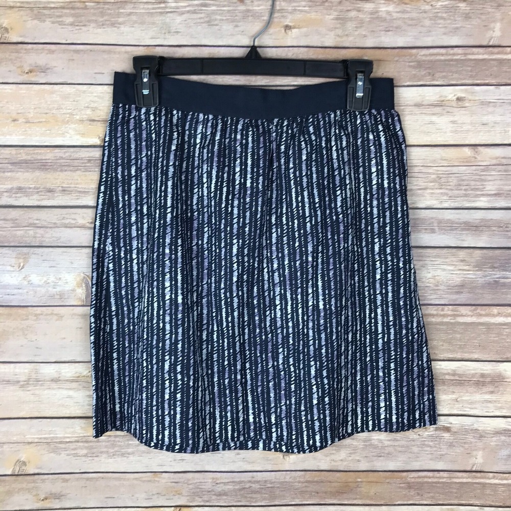 LOFT Skirt Womens 2 A-Line Stripe Mini Blue Ribbon Trim Linen Cotton Lightweight